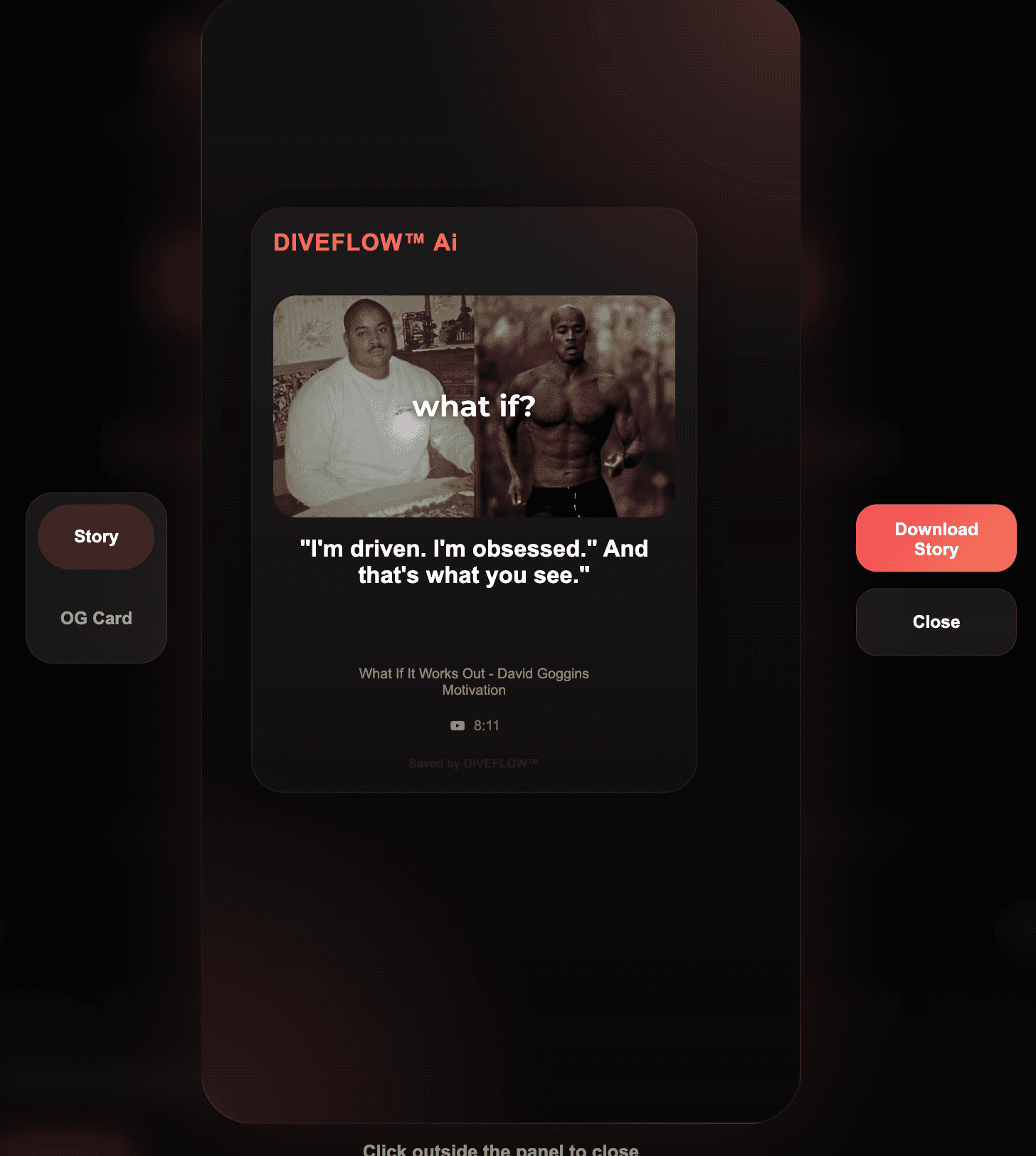 DIVEFLOW Instagram Story sharing composer